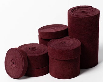 Maroon Strips of Suede Leather  24 48 60 Inch Length 4-4.5 oz Three Eighths to 4 Inch Widths For Jewelry Making Leather Crafters Hat Bands