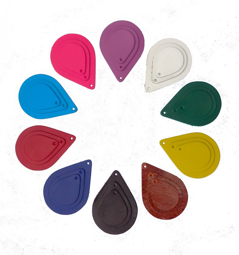 Medium or Small 2 oz Latigo Leather Teardrop Shapes with hole for Ring already for installation 6 Pair Large