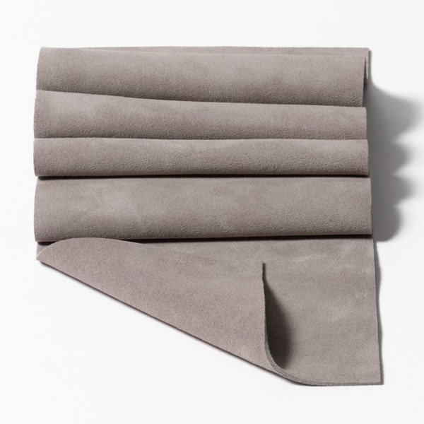 Light Grey Medium Size Soft Suede Leather Panel Pieces 6x8 8x10 6x12 (Click On Item Details and scroll down for More Sizes)