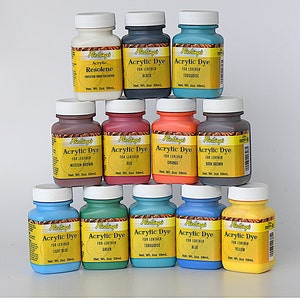 Leather Paint Acrylic 2 ounce Bottles Also For Leather Edges Can Mix All Colors Water Resistant and Quick Drying