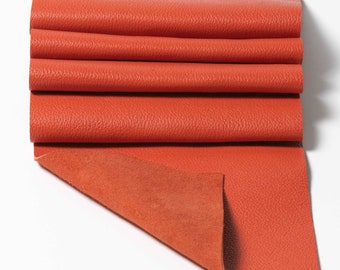 Orange Leather Top Grain Panel Pieces  3-3.5oz. (1.2-1.4mm) Great for Small Leather Goods Pouches Earring Bag Tags Book Marks