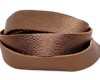 Strip Leather Metallic Bronze 3-3.5oz. Leather Trim Craft Leather Jewelry Making Bracelets Hat Band Accessories Watch Strap Leather