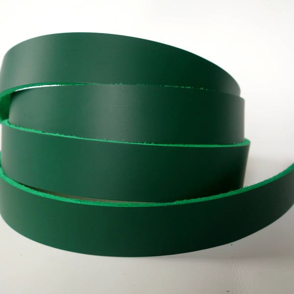 Green Latigo Leather Strips in 18 -96 inch lengths Belts Dog Collars Hat Bands Purse Straps Strips at 6-7 oz. (2.4-2.8 mm)uscrafthouse