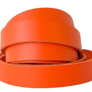 Orange Latigo Leather Strips at 18 36 60 72 and 96 inch lengths Belts Dog Collars Hat Bands Purse Straps Choose Widths 6-7 oz. 2.4-2.8 mm image 1