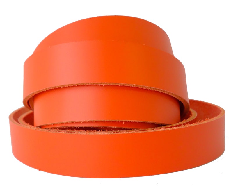 Orange Latigo Leather Strips at 18 36 60 72 and 96 inch lengths Belts Dog Collars Hat Bands Purse Straps Choose Widths 6-7 oz. 2.4-2.8 mm image 1