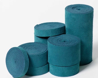 Teal Strips of Suede Leather  24 48 60 Inch Length 4-4.5 oz Three Eighths to 4 Inch Widths For Jewelry Making Leather Crafters Hat Bands