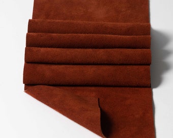 Rust Large Size Soft Suede Leather Panel Pieces 12x12 20x20 (Click On Item Details and scroll down for More Sizes)
