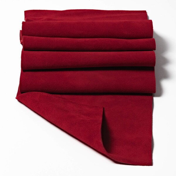 Red Large Size Soft Suede Leather Panel Pieces 12x12 20x20 (Click On Item Details and scroll down for More Sizes)