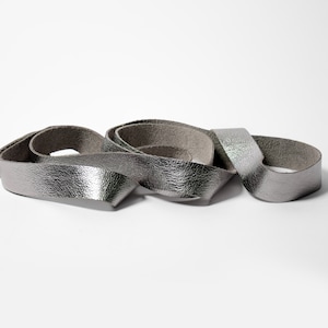Strip Leather Metallic Silver 3-3.5oz. Leather Trim Craft Leather Jewelry Making Bracelets Hat Band Accessories Watch Strap Leather