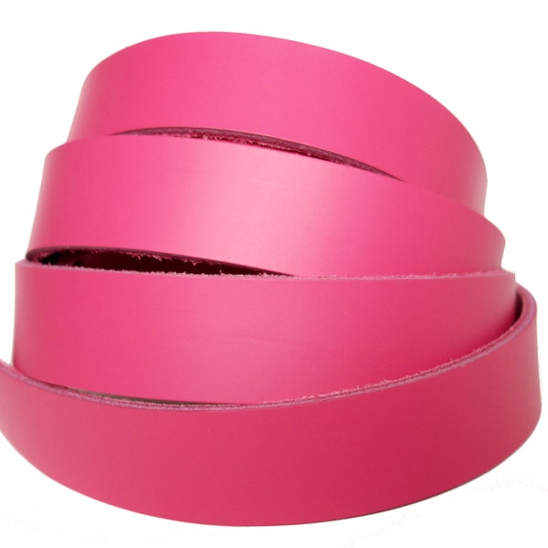 SPECIAL ONLY Latigo Leather Strip Hot Pink in Various Widths and Lengths 6-6-7 oz. (2.4-2.8 mm)