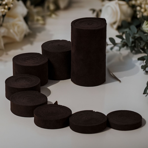 Dark Brown Suede Strips of Leather Up To 60 Inches Length 4-4.5 oz. Thick 3/8" 4 Inch Widths For Jewelry Making Leather Crafters, Hat Bands