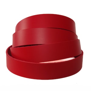 Red Latigo Leather Strap Various Length And Width Strips -6-7 oz. Thick (2.4-2.8 mm) Belts Blanks DIY Dog Collars-Hat Bands- DIY Purse Strap