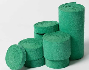 Strips of Suede Leather Emerald Green 48 Inches Length 2 to 3 oz. Three Eighths 4 Inch Widths Jewelry Making Leather Crafters, Hat Bands