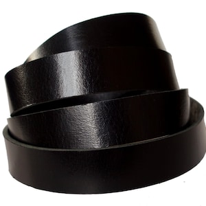 Water Buffalo Leather Strips Negro Esquire 8 oz (3.2-3.6mm) de grosor Cinturones Collares para perros Bandas de sombrero Correas de bolso Elija su ancho 48 pulgadas de largo