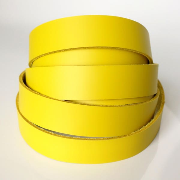 Yellow Latigo Leather Strips at 18 36 60 72 and 96 inch lengths  Belts Dog Collars Hat Bands Purse Straps Choose Widths 6-7 oz. (2.4-2.8 mm)