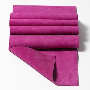 Raspberry Large Size Soft Suede Leather Panel Pieces 12x12 20x20 (Click On Item Details and scroll down for More Sizes)