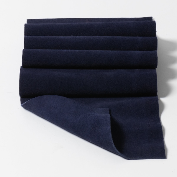 Suede Leather Panel Scrap Piece Soft Buffed Navy Size Small 4x4 6x6 4x8 (Click On Item Details and scroll down for More Sizes)