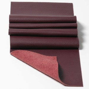 Piezas de panel de grano superior de cuero burdeos 3-3.5oz. (1,2-1,4 mm) Ideal para pequeños artículos de cuero Bolsas Pendientes Bolsa Etiquetas Marcadores de libros