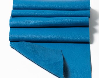 Sky Blue leather Top Grain Panel Pieces  3-3.5oz. (1.2-1.4mm) Great for Small Leather Goods Pouches Earring Bag Tags Book Marks