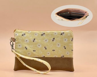 Wristlet Wallet Phone Wristlet Purse Wallet Clutch Vegan Faux Leather Bee Lover Diaper Bag Accessories Backpack Wallet Organizer Pouch