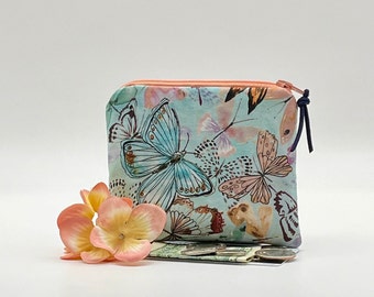 Butterfly Coin Purse: Cotton Zipper Pouch, Nature Lover Gift