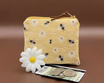 Bee Coin Purse: Cotton Zipper Pouch, Beekeeper Gift