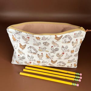 Chicken Zipper Pouch Pencil Bag Cotton Pencil Case Makeup Cosmetic Bag Travel Document Holder Organizer School Supply Storage Zipper Kids