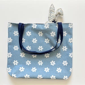 Large Market Tote Reusable Bag Shopping Tote Farmers Market Gift Bag Shoulder Tote Bag Denim