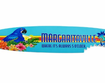 Margaritaville Beach Parrot Surfboard: Aluminum Composite Indoor Outdoor Decor