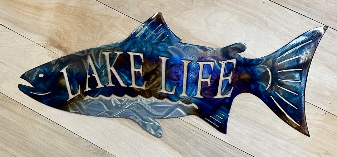 Metal Fish Wall Art, Salmon Lake Life Cabin or Home Decor, Finished
