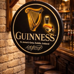 Irish Pub Sign - Stout - 12 inch Diameter Wooden Sign - Includes Hardwood Wall Bracket image 3