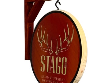 STAGG JR. Bourbon Whiskey Pub Sign - 12" Double Sided Bar Decor