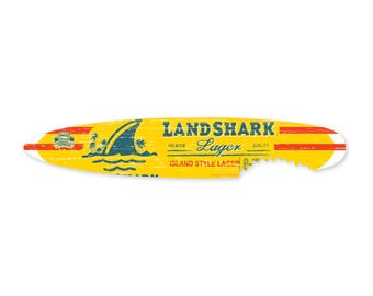 LandShark Surfboard Wall Decor | Tiki Bar Sign | Beach Bar Wall Art | Tropical Man Cave Decor | Surfboard Wall Sign | Coastal Bar Decor