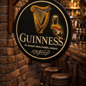 Irish Pub Sign - Stout - 12 inch Diameter Wooden Sign - Includes Hardwood Wall Bracket image 4