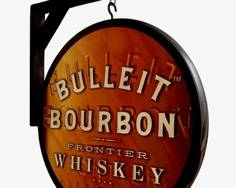 Bulleit Bourbon Pub Sign: 15" Double Sided Bar Decor (Indoor Use Only)