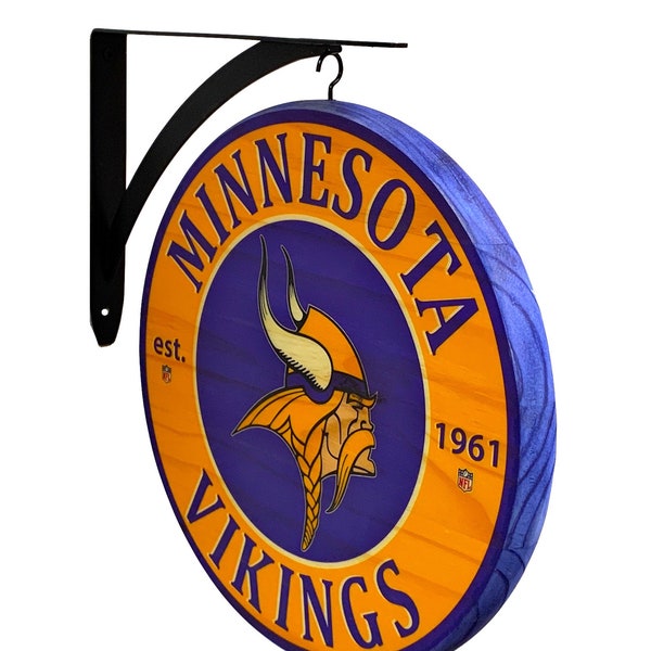 MINNESOTA VIKINGS Wall Sign - Double-Sided 12 Inch Diameter - Includes Bracket - Indoor Use Only