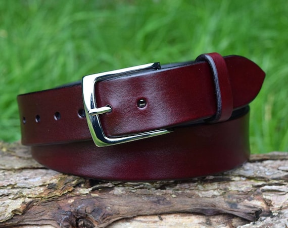 Handmade Full Grain Tan Leather Belt Nickel Free Antique Brass Nickel Buckle
