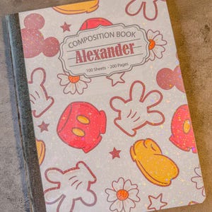 Disney Mickey Mouse Themed Composition Notebook - character Notebook - Disney Back to School - Glitter Holographic Notebook - Mickey