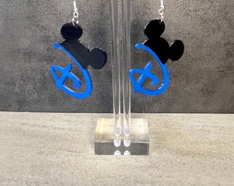 3D Disney D Earings - Mickey Earrings - Dangle Earrings - Disney Earrings - 3D Printed Ears - Disney Logo Earrings - Disney