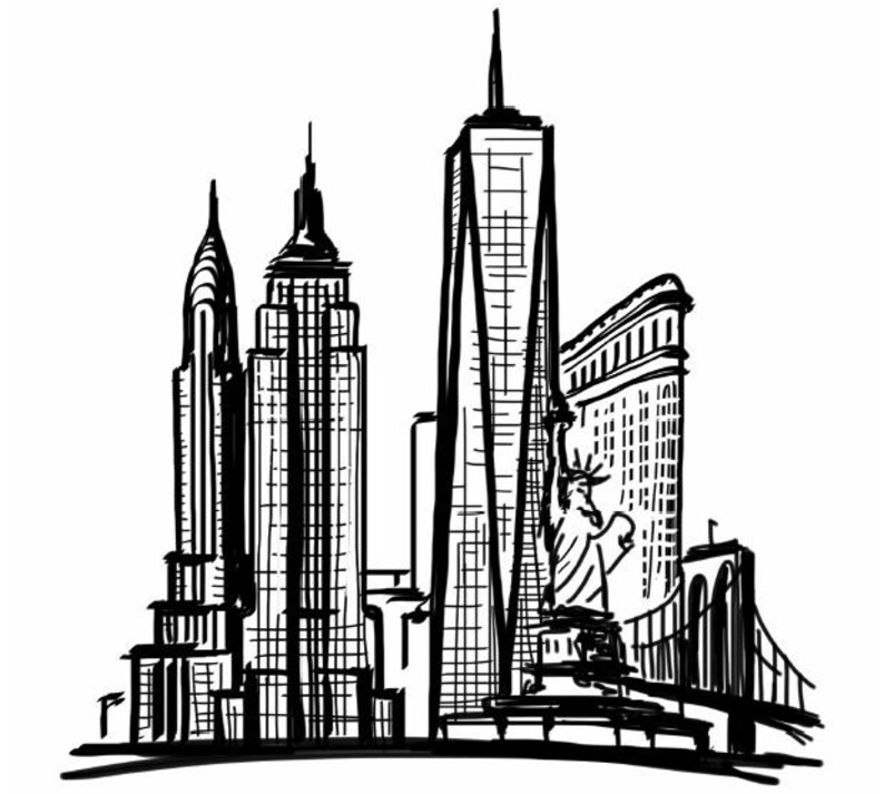 Силуэт города рисунок карандашом