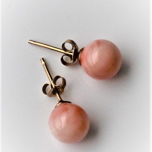 Coral Gemstone and 14k Gold - Vintage pair of earrings - unused.