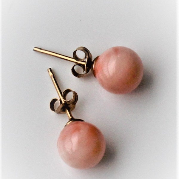 Coral Gemstone and 14k Gold - Vintage pair of earrings - unused.