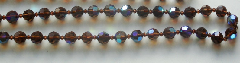 genuine vintage Austrian crystal 10mm round multifated /& 3mm bi-cones beads,amethyst color,gold filled clasp-unused 53cm Necklace 21L