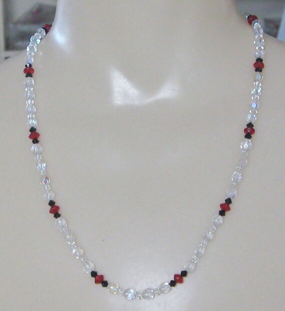 Austrian Crystal beads necklace Gold filled clasp 