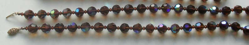 genuine vintage Austrian crystal 10mm round multifated /& 3mm bi-cones beads,amethyst color,gold filled clasp-unused 53cm Necklace 21L
