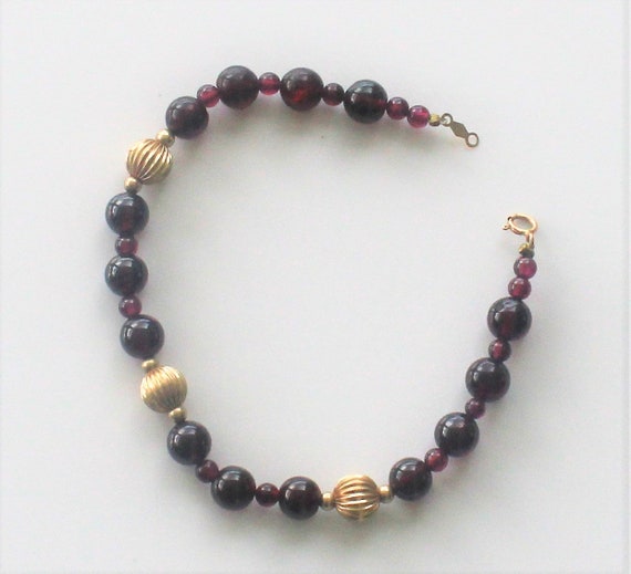 Bracelet-genuine round Amethyst beads and 14K Gol… - image 2