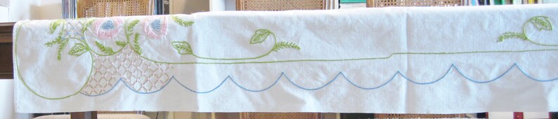 in very good cond. hand embroidery,needlework,hand made of the best cotton fabric and yarn Tablecloth 60 x 55 vintage,decorative