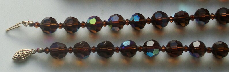 genuine vintage Austrian crystal 10mm round multifated /& 3mm bi-cones beads,amethyst color,gold filled clasp-unused 53cm Necklace 21L