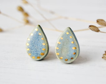 Porcelain stud earrings Ceramic drop earrings Minimalist jewellery Everyday jewelry Gift for girlfriend For her birthday Anniversary gift