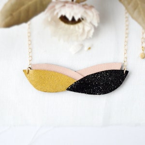 Louise leather necklace Art Deco handmade jewellery Gold filled necklace  Anniversary gift Rustic wedding Valentines gift